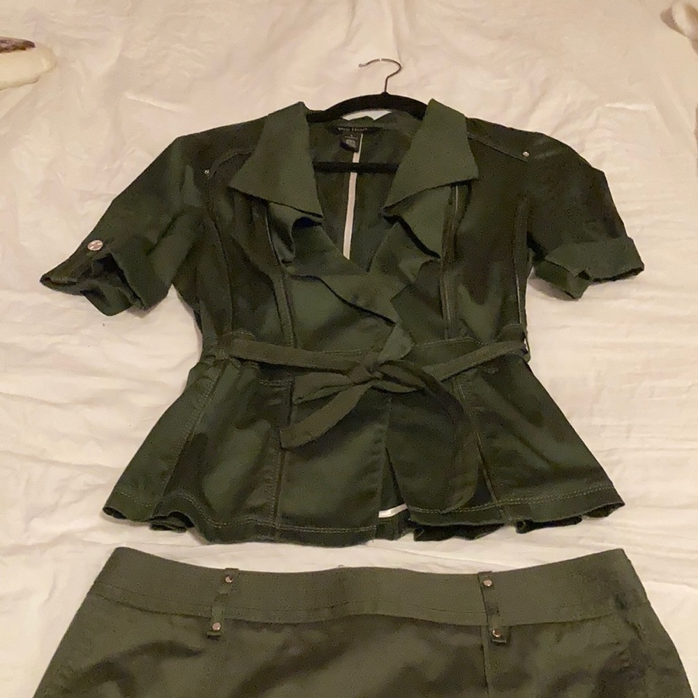 White House Black Market Olive Suit size 4